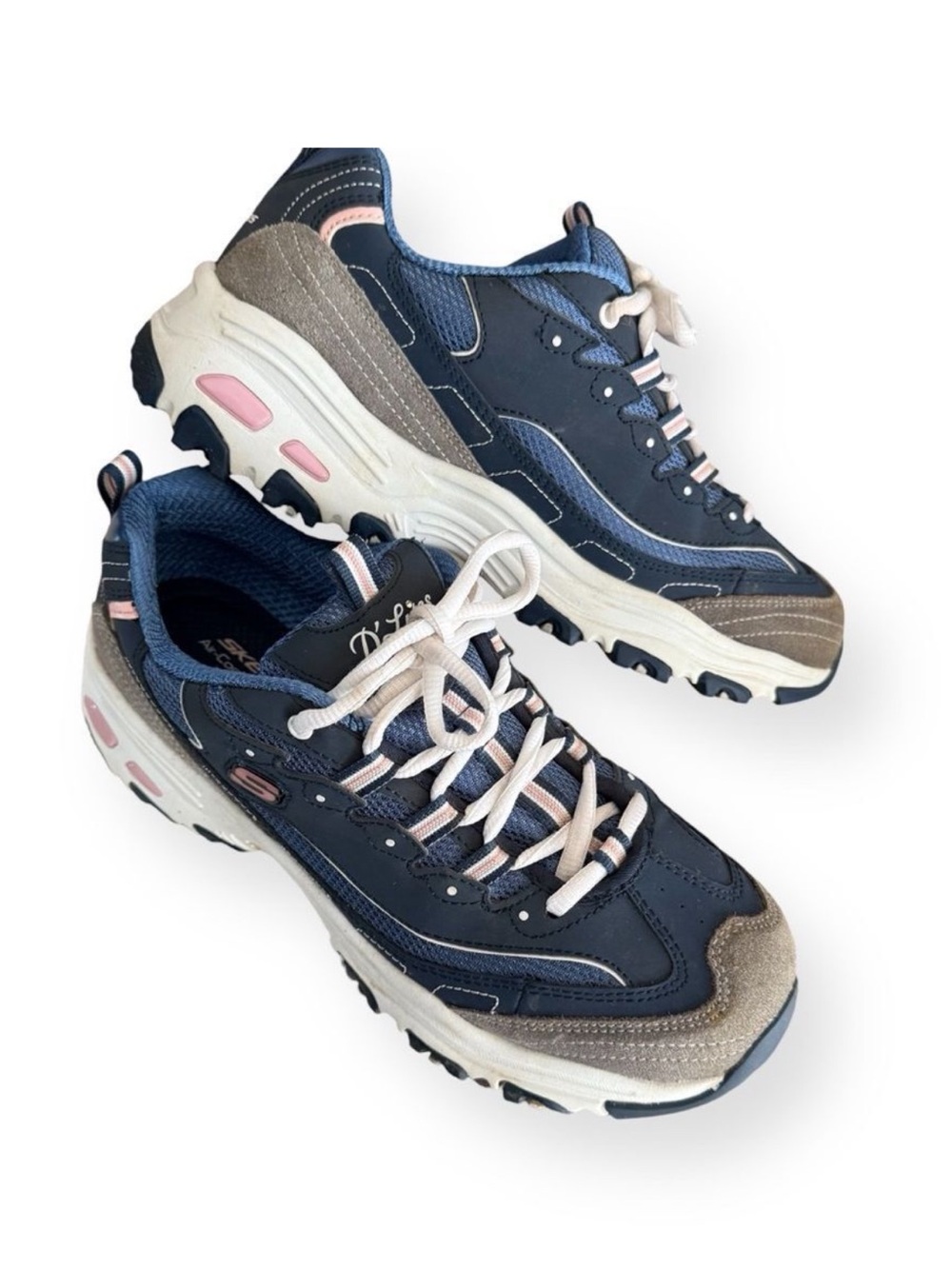 Skechers Navy Pink White Chunky Trail-Inspired Women's Sneakers sz 9.5